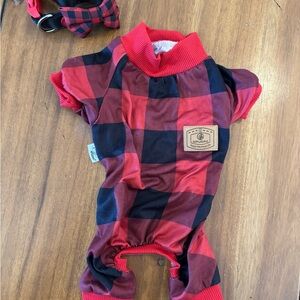 Red and Black Plaid Dog Outfit